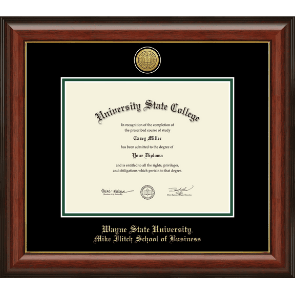 Wayne State University Mike llitch School of Business Diploma Frame, Document Size 10" x 8"