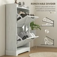 thumbnail image 6 of HOMCOM Slim Shoe Cabinet, Farmhouse Hidden Shoe Storage Cabinet with 2 Flip Drawers and Adjustable Shelves for 8 Pairs of Shoes, Distressed White, 6 of 9