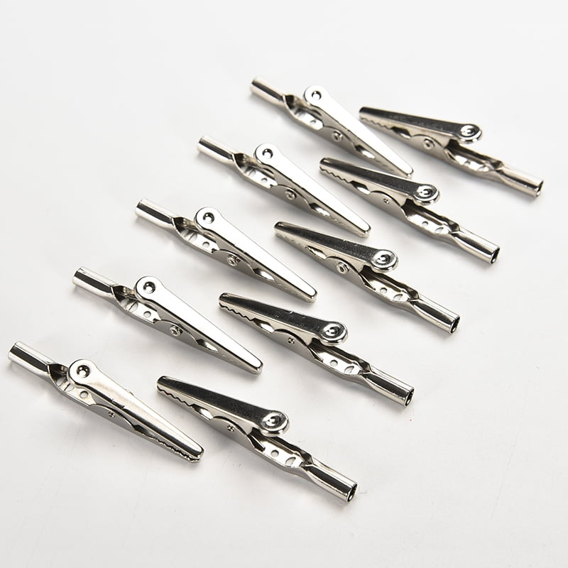 10x Stainless Steel Alligator Crocodile Cable Test Lead Screw Probe Fixing Clip 