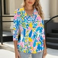 thumbnail image 6 of Yuanlook Womens Casual Blouses 3/4 Sleeve V Neck Dressy Tops Business Ladies Summer Trendy Work Shirt - Light Blue - M, 6 of 6