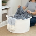thumbnail image 3 of XXL Cotton Rope Basket (22"x14"), Off-White, 100% Cotton, Extra Large Woven Storage Basket, Blanket Basket Living Room, Toy Storage Basket, Pillow Basket, Laundry Basket, Round Basket, Baby Hamper, 3 of 9