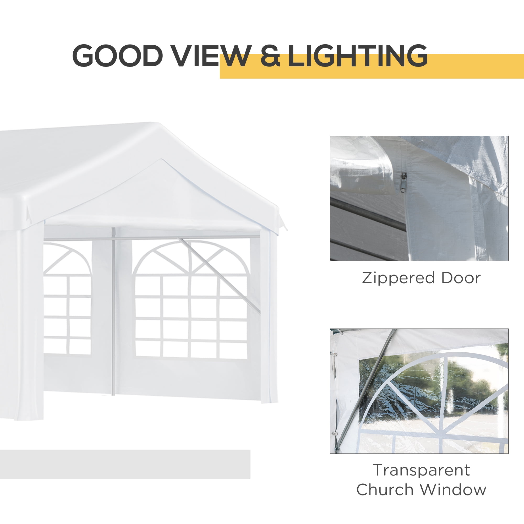 Outsunny Party Tent and Heavy Duty Carport with Door Windows 
