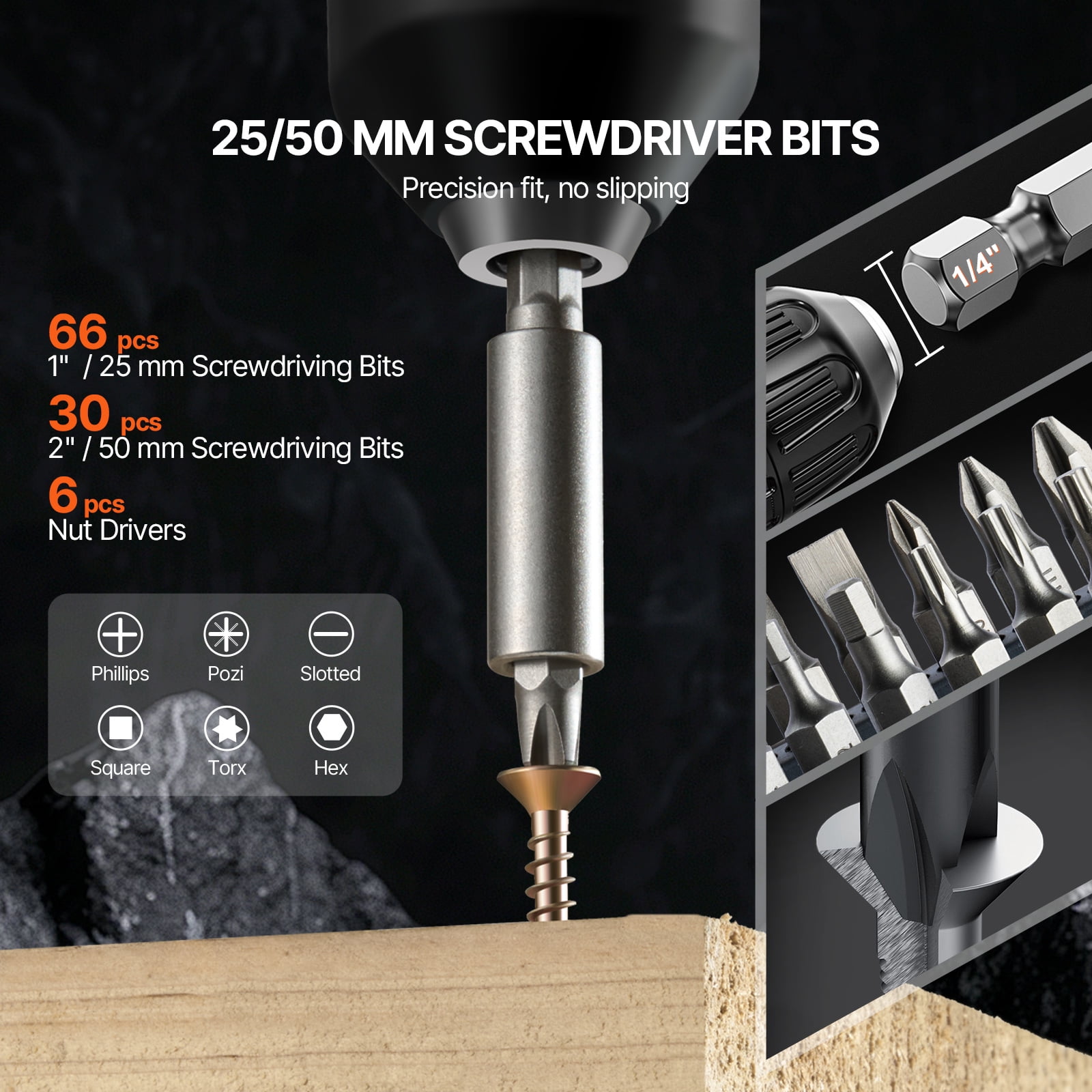 KFFKFF Drill Bit Collection, Comprising 246 Drill and Driver Bits, Screwdriver Bit Assortment Ideal for Drilling in Wood, Metal, Cement and Screw Driving Tasks