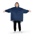 thumbnail image 1 of Bare Home Plush Sherpa Wearable Blanket - Fluffy & Soft - Lightweight - Adult, Dark Blue, 1 of 7