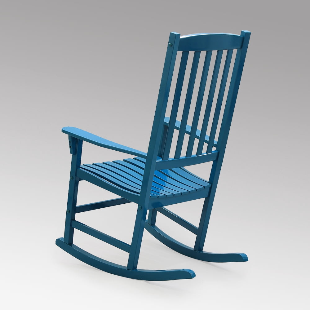 Monstay Mahogany Outdoor Wooden Porch Rocking Chair, Steel Blue