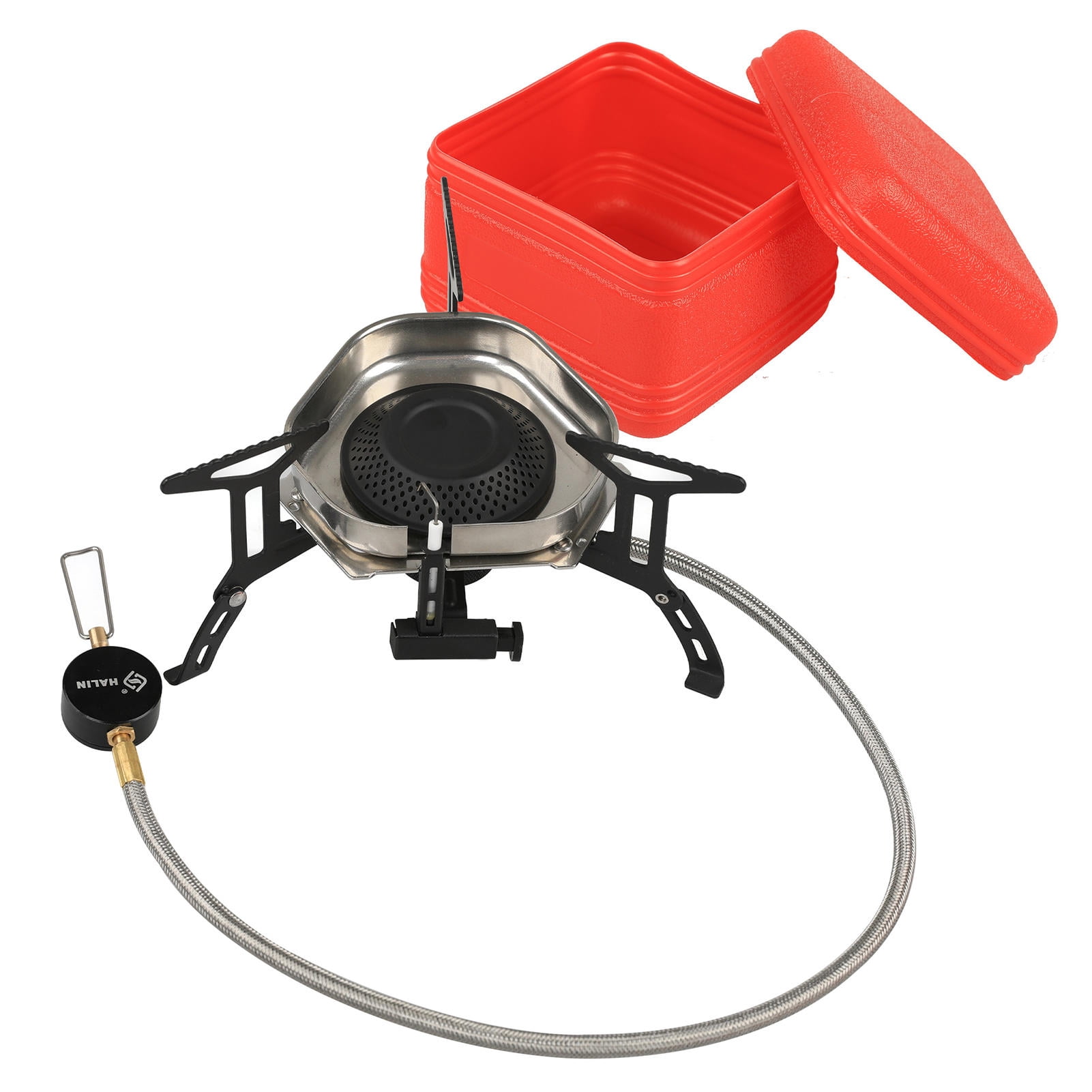 Xirurus 6000W Windproof Folding Camping Gas Stove – 50cm Hose, 3 Pot Carriers, Rapid Heat, Wind‑Shielded, Versatile Outdoor Cooking