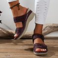 thumbnail image 5 of Willtoo Womens Dressy Summer Flat Sandals Arch Support Fashion Orthotic Comfy Slip On Vintage Flower Platform Strapless Wedge Dark Purple US-6.5（EU-37）, 5 of 5