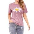 thumbnail image 3 of ZXSXSY Women's Daisy Letter Print Crew Neck Short Sleeve Graphic T-Shirt, 3 of 10