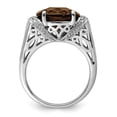 thumbnail image 6 of 925 Sterling Silver Rhodium Oval Checker-Cut Smoky Quartz and Diamond Ring Size 6, 6 of 7