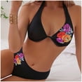 thumbnail image 3 of Gibobby Conjunto de Bikini Conjunto de bikini para mujer Traje de baño de dos piezas con tiras y estampado floral(Negro,XL), 3 of 5