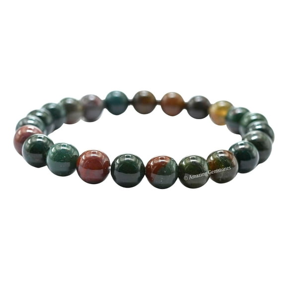 Bloodstone Bracelet - 8mm Beaded Stretch Bracelet and Healing Stones