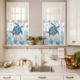 thumbnail image 4 of Kitchen Window Curtains Valance and Tier Set, Sea ​​turtle Blue Coral Starfish Rod Pocket Tier Curtain Valance Set, Ocean World Marine Life Light Filtering Cafe Curtains for Bedroom Living Room, 4 of 9