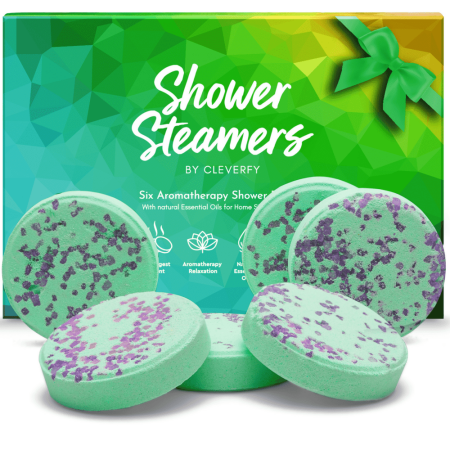 Cleverfy Eucalyptus Shower Steamers for Sinus Relief. Gift Set of 6 Shower Bombs