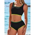 thumbnail image 4 of Sociala High Waisted Bikini Sets for Womens Sporty Two Piece Swimsuits Color Block Bathing Suits Swimwear, 4 of 10