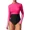 rose red, variant on Womens Long Sleeve UPF 50+ Rash Guard Top with Thumb Hole Swim Shirts Gradient Color Block Swim Tops with Shoulder Zipper