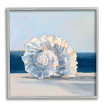 Stupell Industries Blue Seashell Painting Animals & Insects Painting Gray Framed Art Print Wall Art, 24 x 24