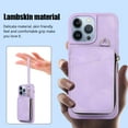 thumbnail image 4 of for iPhone 12 Pro Max Wallet Case Crossbody Strap, Zipper Phone Case with Card Holder Wrist Strap Purse Cover with Kickstand Compatible with iPhone 12 Pro Max 6.7 inch - Purple, 4 of 7