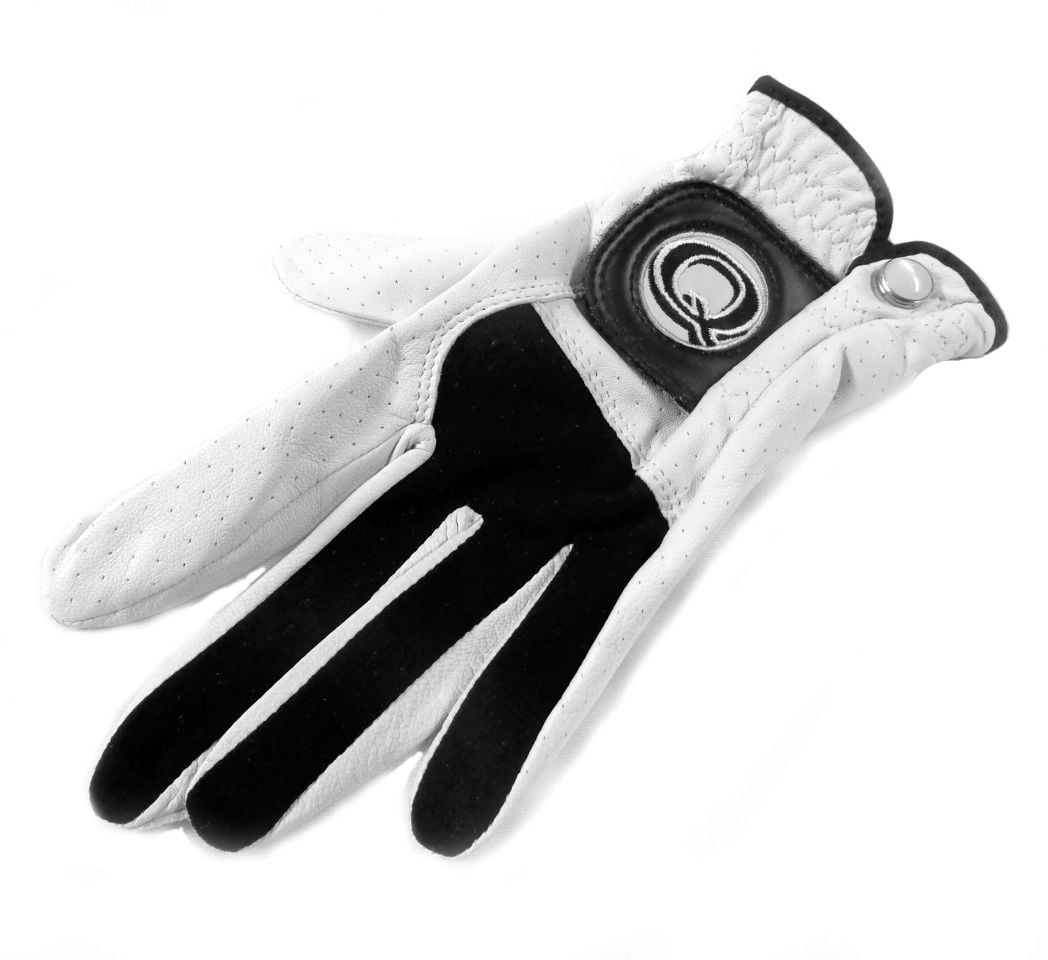 New RH Quality Sport Tour Cabretta White Black Leather Glove Women's Large by Quality Sport