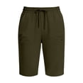 thumbnail image 5 of ZHYou Sweat Shorts for Women Pull On Casual Drawstring Stretch Athletic Long Sweatshorts with Pockets,Army Green,Size M, 5 of 5