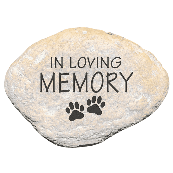 Pet Memorial Stone for Garden, In Loving Memory Paw Print Grave Marker