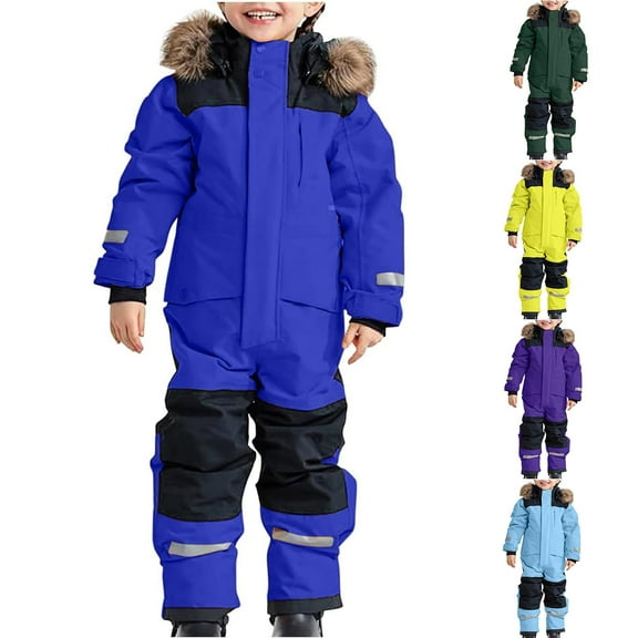 Mepaouo Snow Suit for Kids Girls Boys One Piece Snowsuit Waterproof Windproof Winter Ski Overalls Green 4-5 Years