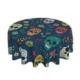 thumbnail image 2 of XMXT Waterproof Round Table Cloth, Colorful Skull Patterns Tablecloth Polyester Table Cover for Home Kitchen Dining Party Room Decor, 60 inches, 2 of 8