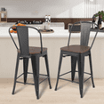 thumbnail image 3 of MoNiBloom Modern Metal Dining Chairs Set of 4, Stackable Metal Chairs with Wooden Seat, Black, 3 of 10