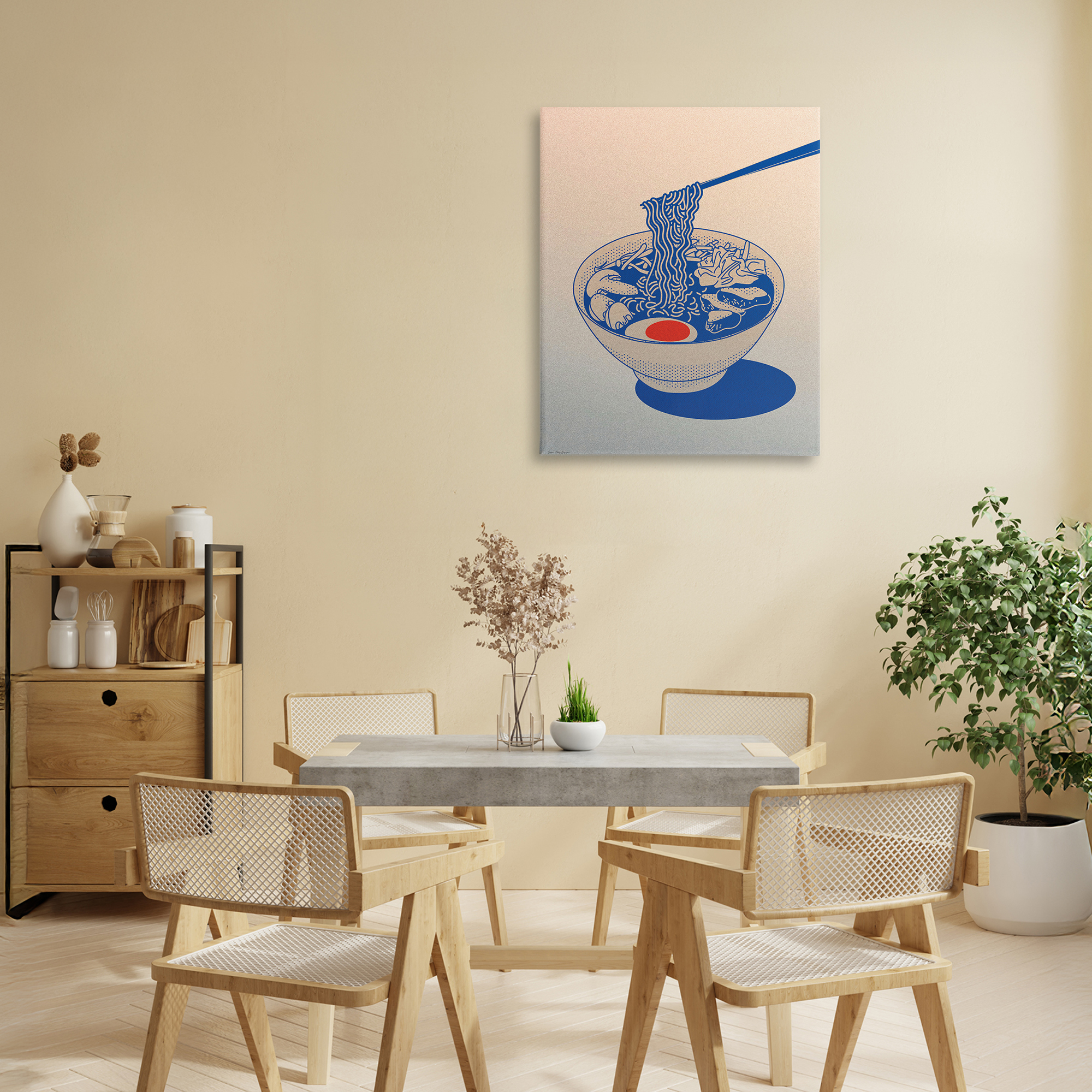 Ramen Noodle Bowl Gradient Canvas Wall Art, design by Seven Trees Design