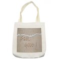 thumbnail image 1 of Saying Tote Bag, Positive Message Written on a Sandy Beach Summer Vacation Seaside Picture, Cloth Linen Reusable Bag for Shopping Books Beach and More, 16.5" X 14", Cream, by Ambesonne, 1 of 2