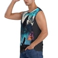 thumbnail image 3 of Lsque Artistic Moon Valley Wolf Print Men's Cotton Blend Sleeveless Muscle Shirts (S-3XL)- Moisture Wicking, Odor Protection, UPF 30+,Large, 3 of 8