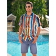 thumbnail image 3 of sogami Mens Short Sleeve Hawaiian Shirts Stripe Pattern Summer Cotton Shirt, 3 of 6