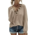 thumbnail image 2 of Vedolay Long Sleeve T Shirts for Women Fashion Casual Long Sleeve Sweatshirt Blouse Khaki,M, 2 of 5