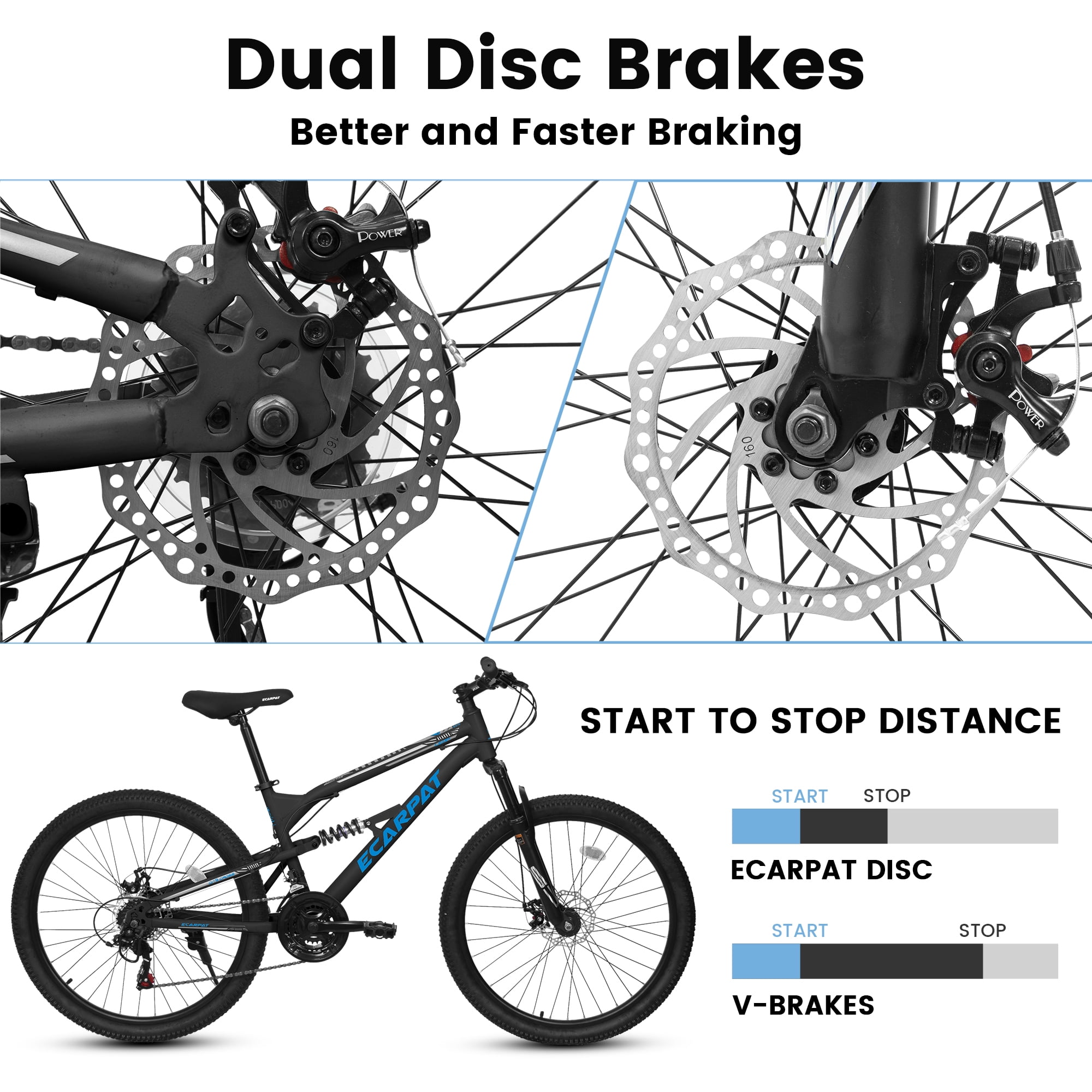 27.5 inch Dual Full Suspension Mountain Bike, 21 Speeds Dual Disc Brake, Carbon Steel Mountain Bike, Trail Beach Snow Commuter City Bikes, Birthday Gift Choice