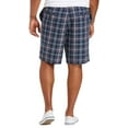 thumbnail image 2 of Men's Classic Fit Flat Front Cotton Plaid Stripe Pattern Lightweight Shorts (Plaid Navy, 60), 2 of 3