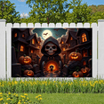 thumbnail image 5 of Spooky Design Halloween Banner Skeleton Pumpkin Decoration Haunted Graveyard Scene for Halloween Party Outdoor Indoor, 5 of 9
