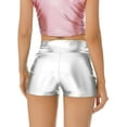 thumbnail image 2 of IEFIEL Womens Gymnastics Shorts Shiny Biker Dance Yoga Spandex Booty Shorts Silver XL, 2 of 6