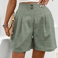 thumbnail image 2 of FAHXNVB Summer Shorts for Women Casual Button High Waist Pleated Shorts Beach Vacation Short Pants with Pockets,XL,Mint Green, 2 of 6