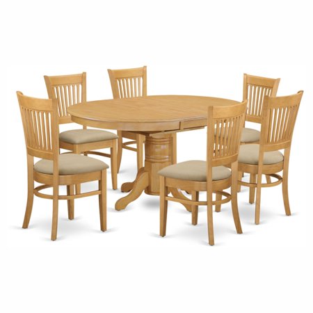 Vancouver Patio Furniture East West Furniture Avon 7 Piece Pedestal Oval Dining Table Set with Vancouver Microfiber Seat Chairs ()
