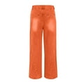 thumbnail image 5 of Womens Denim High Waisted Wide Leg Jeans Loose Button Closure Belt Loops Trousers with Pockets Trendy Casual Vacation Pants Orange, 5 of 6
