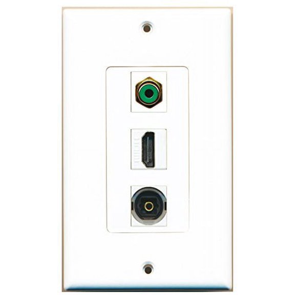 RiteAV - 1 Port HDMI and 1 Port RCA Green and 1 Port Toslink Decorative Wall Plate
