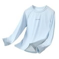 thumbnail image 2 of CUZIBR Youth Kids Girls Shirts Summer Soft Breathable Rash Guard Long Sleeve Solid Color Round Neck Athletic Tshirts Breathable Uv Sun Protection Lightweight Swim Shirts Tops,Light Blue,3-4 Years, 2 of 3