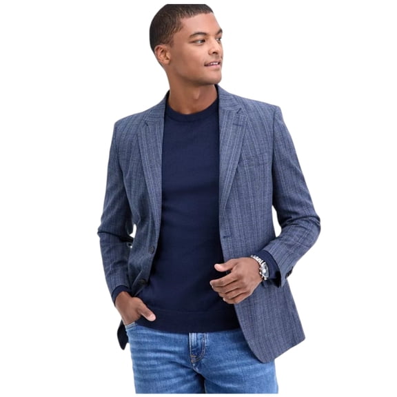 Nautica Mens Modern fit Sport Coat Blazer 46 R Navy Blue Plaid