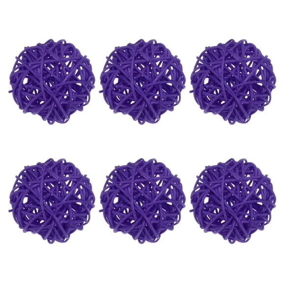 Uxcell 6-Pack Wicker Rattan Balls 60mm/2.4 Inch Decorative Rattan Balls for Christmas Weddings Thanksgiving Purple