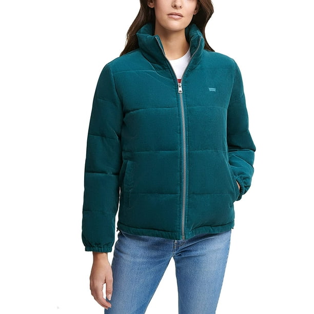 Levis Womens Zoe Corduroy Puffer Jacket Standard Plus Sizes X-Large Teal  Corduroy 
