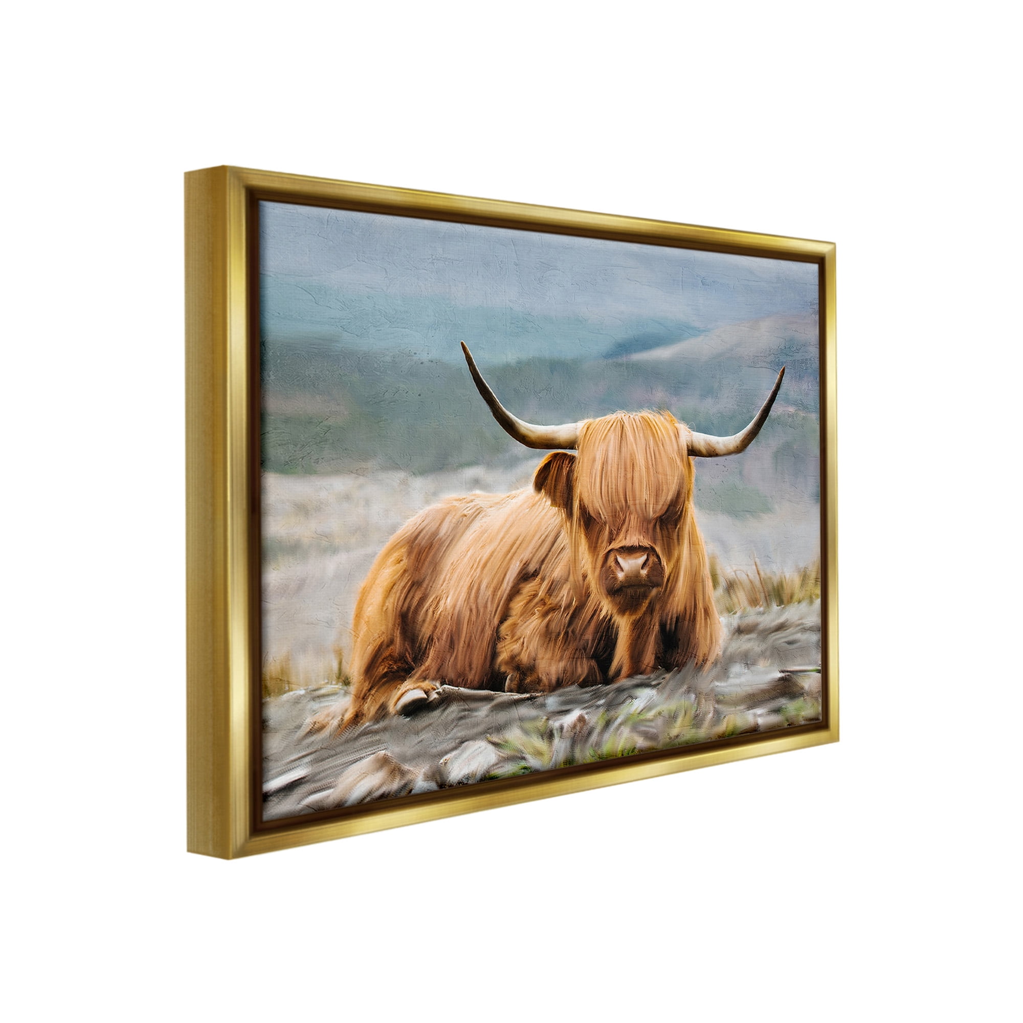 Stupell Industries Cattle Resting in Nature Animals & Insects Photography Gold Floater Framed Canvas Art Print Wall Art, 31 x 25