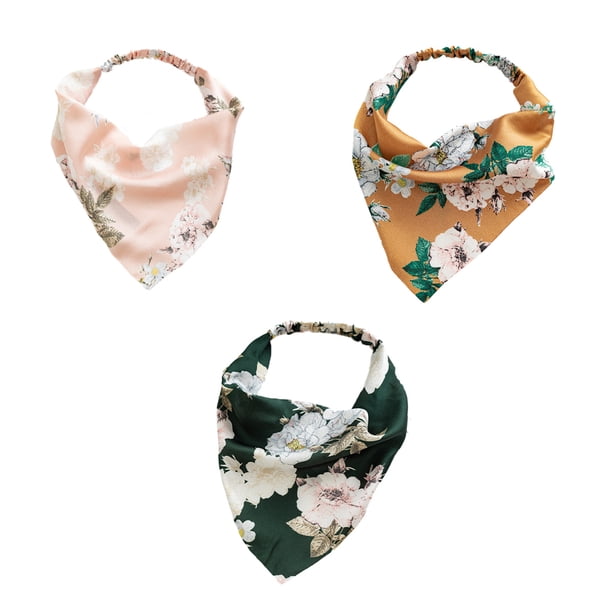 Pañuelo para la cabeza - Pañuelo floral Pañuelo triangular para mujer con elástico