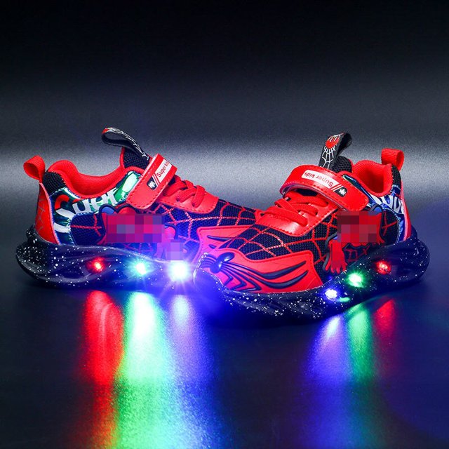 dibujos animados spiderman niño niña bebé zapatos casuales spiderman LED Luminous Shoes Niños Zapatillas Niño Niña Dibujos animados Led Light Shoes26 Insole16.4cm Gao Jinjia LED