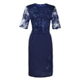 thumbnail image 2 of Aayomet Spring Dress Women Plus Size Elegant Formal Dress Vintage Back Zipper Short Midi Dress Ladies Evening Lace,Navy XL, 2 of 5