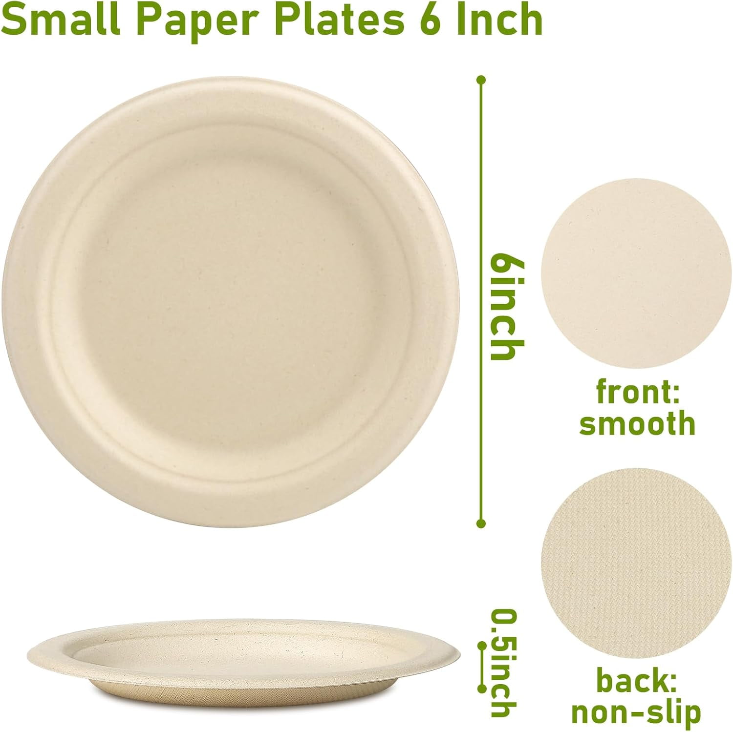 Small Eco-Friendly Disposable Paper Plates, Biodegradable Compostable Recycled Paper Dessert Plates