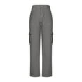thumbnail image 7 of YuXingFu Women Wide Leg Cargo Pants Wide Leg Jeans Capris Yoga Cropped Pants Women's Spring/Summer Color Casual Workwear Pocket Pants Gray L, 7 of 7